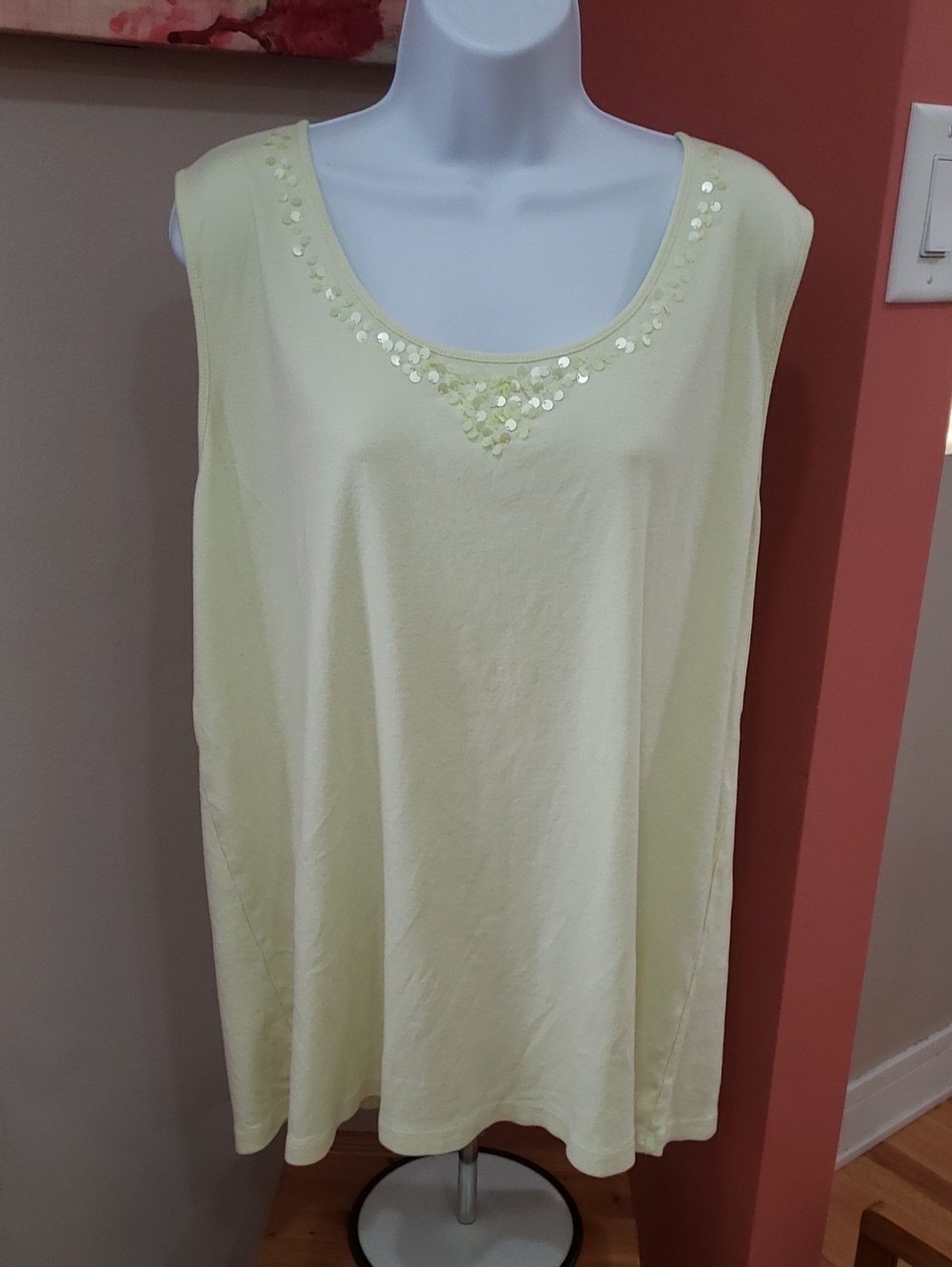 First Issue by Liz Claiborne, Women's Lemon-Lime Sequin Trim Scoopneck Top, 3x